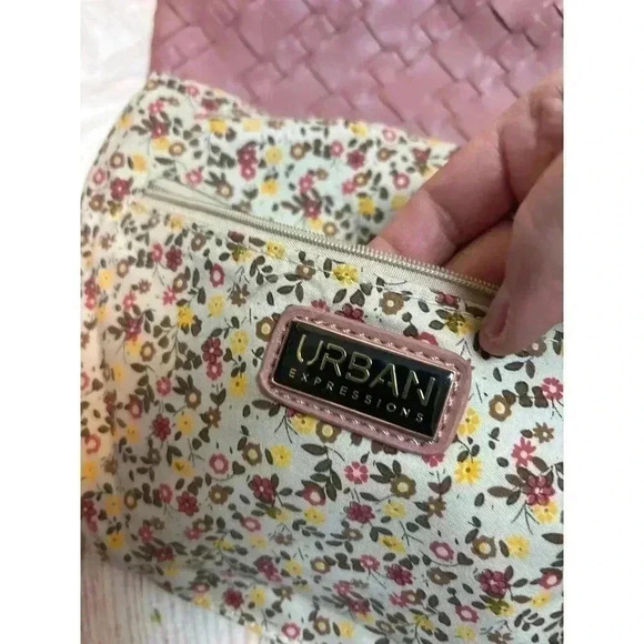 Urban Expressions Weave Vegan Leather Crossbody Purse Dusty Pink - Picture 9 of 11